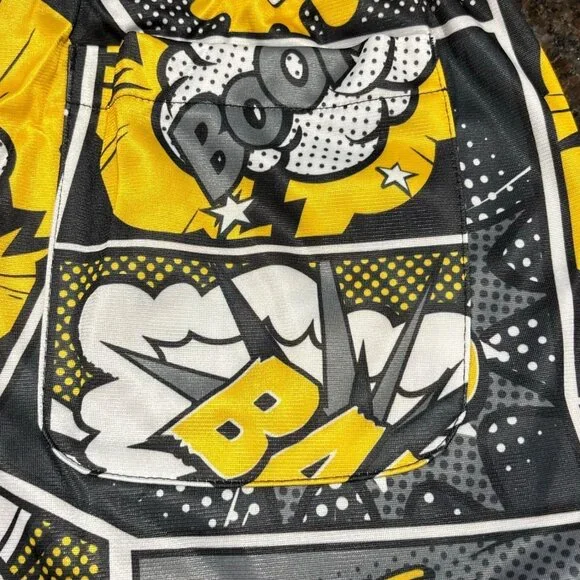 Drill Clothing Oh Snap Comic Print Jogger Pants Yellow Black Pockets Sz S & XL - Picture 3 of 4